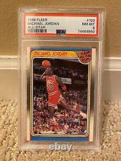 1988 Fleer All-Star Basketball #120 Michael Jordan Chicago Bulls HOF PSA 8 NM-MT