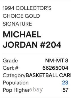 1994 Ud Coll Choice Michael Jordan Gold Sig #204 Psa 8mint Slabplat Foilrare
