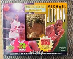 1995 Upper Deck Michael Jordan Triple Image 23KT Gold Commemorate Edition 06800