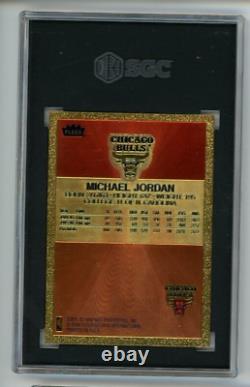 1996 Michael Jordan Fleer 10th Anniversary Refractor Brushed Gold Rookie Card