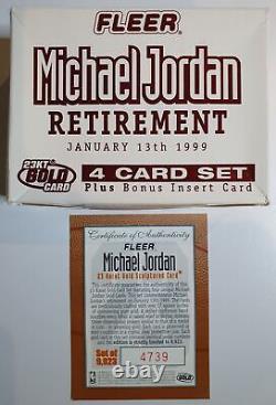 1999 Fleer 23KT Gold Michael Jordan Retirement 4 Card Set + Bonus Rare