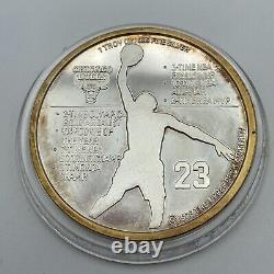MICHAEL JORDAN BULLS. 999 Troy Oz SILVER With24KT GOLD OVERLAY ROUND COIN 1/1996