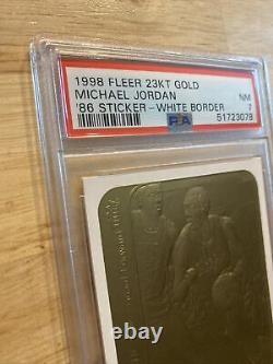 Michael Jordan 23k GOLD PSA 7 Fleer Sticker Rare WHITE BORDER 1998 Serial #6742