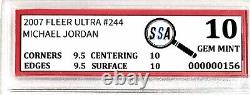 Rare 2007 Fleer Ultra #244 Michael Jordan Chicago Bulls Graded Ssa 10 Gem Mint